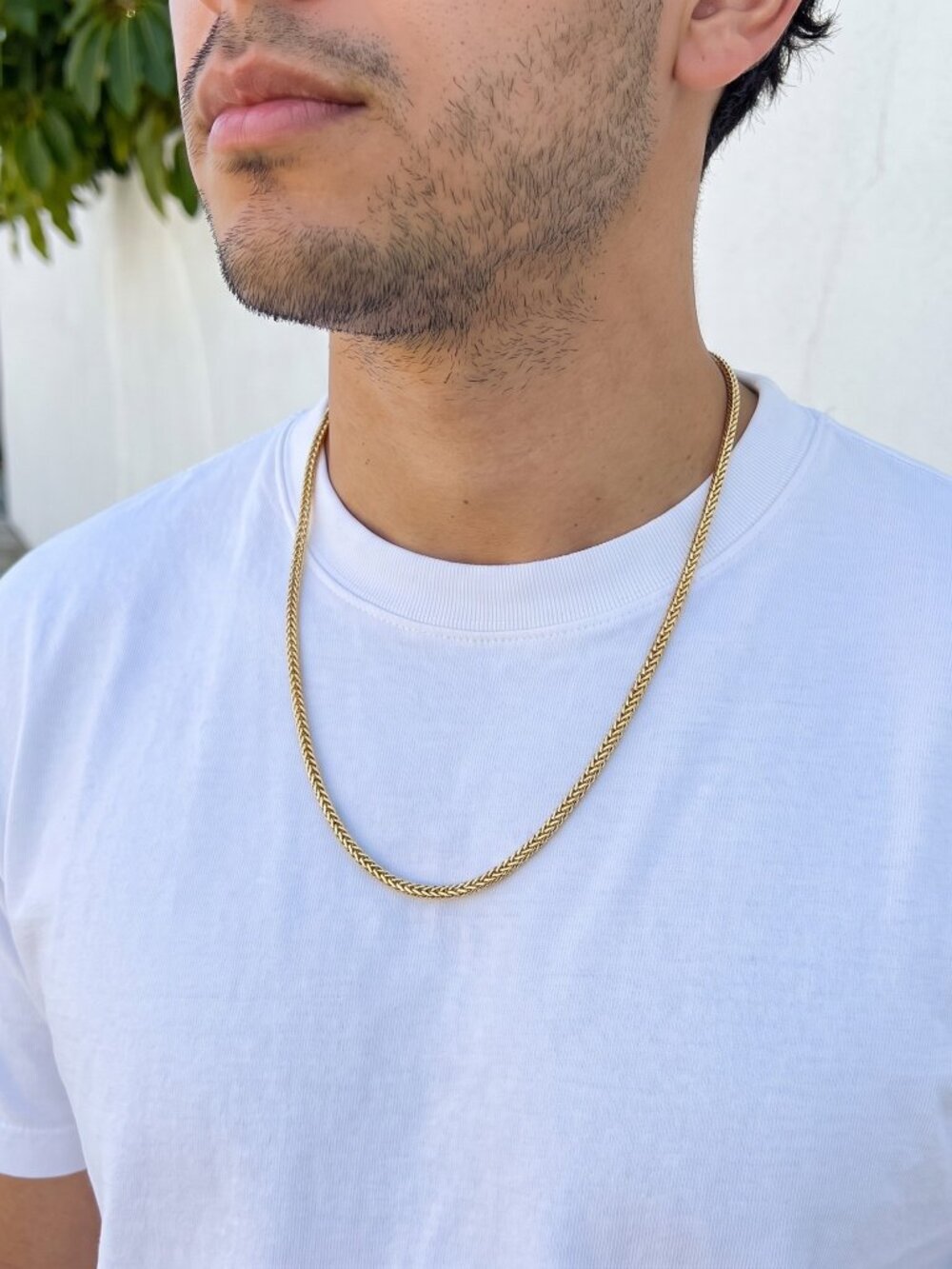 Mens Fishtail Chain Real Gold 22 Inch Plated 4mm Sleek Minimal Waterproof
